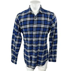 GAP Mens Blue Plaid Check Standard Fit Flannel Long Sleeve Button Up Shirt Top L
